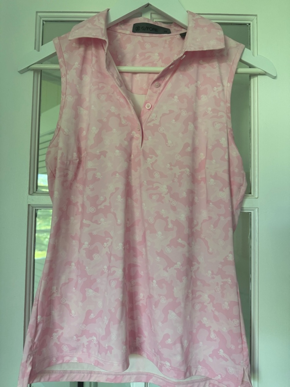 G/FORE Pink Camo-Print Sleeveless Polo